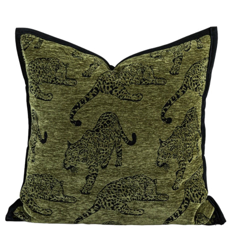 Green Leopard print cushion cover