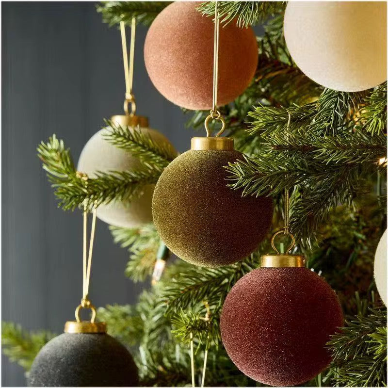 Designer Flocked Coastal baubles 9 pack