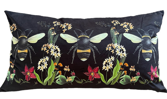 Bee Velvet Lumbar Cushion