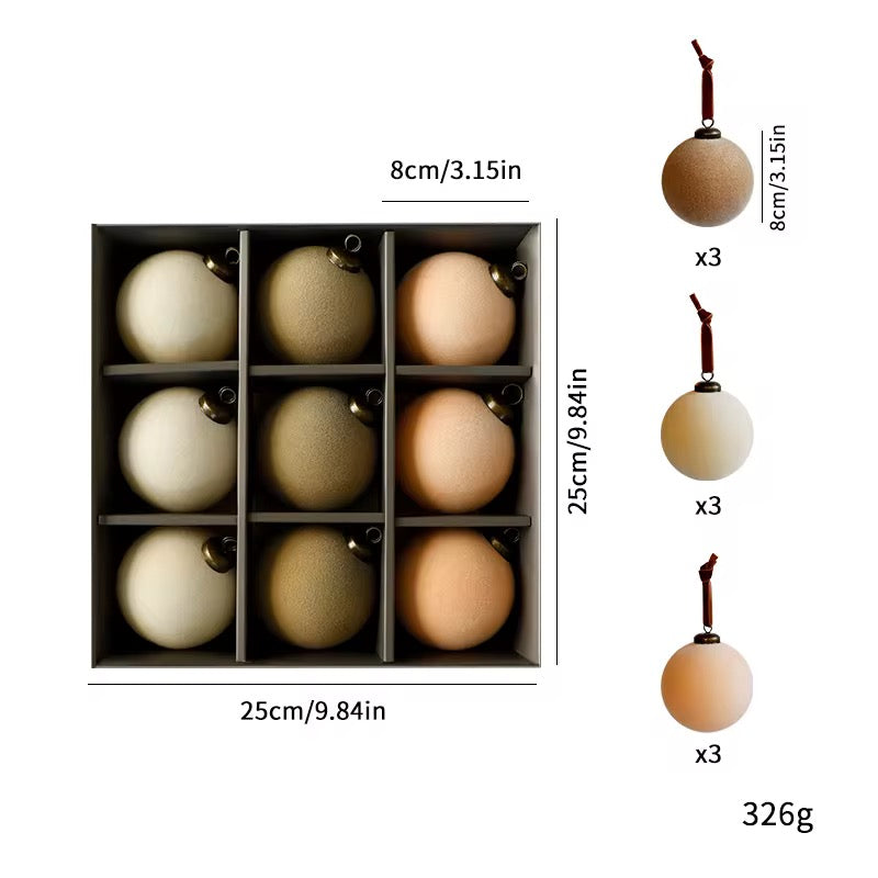 Designer Flocked Coastal baubles 9 pack