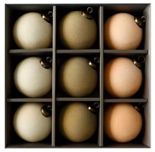 Designer Flocked Coastal baubles 9 pack